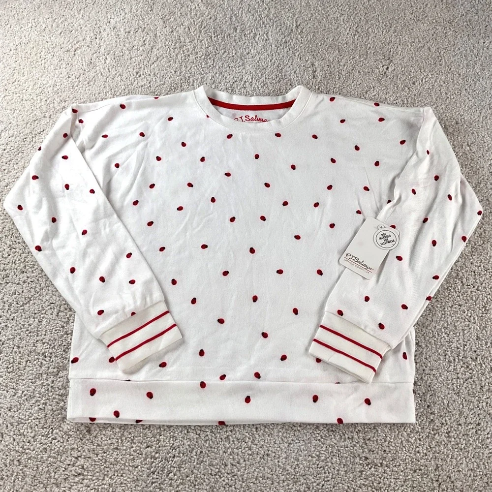 PJ Salvage‎ Tween Kids Ivory Red Ladybug Lounge Set Size 10 MED New with Tags